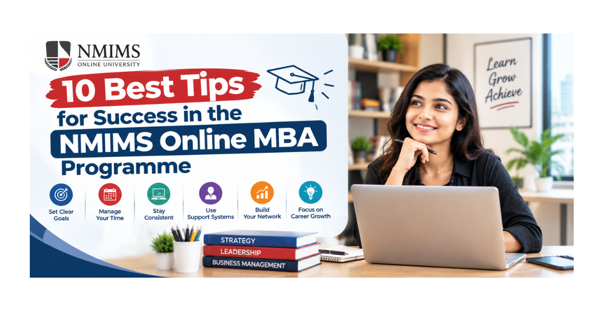 Working professional studying for NMIMS Online MBA on a laptop after office hours